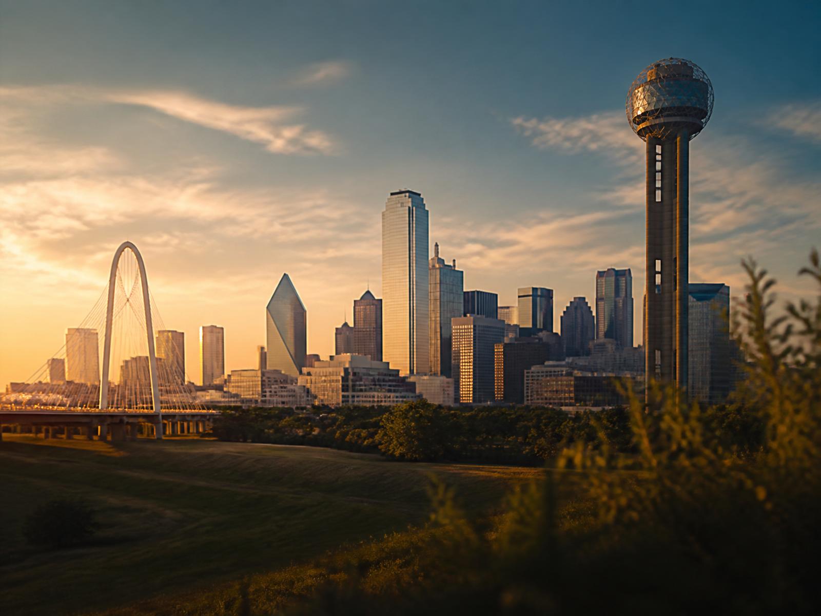 Dallas skyline at golden hour — the city where Legacy Tax Services was built
