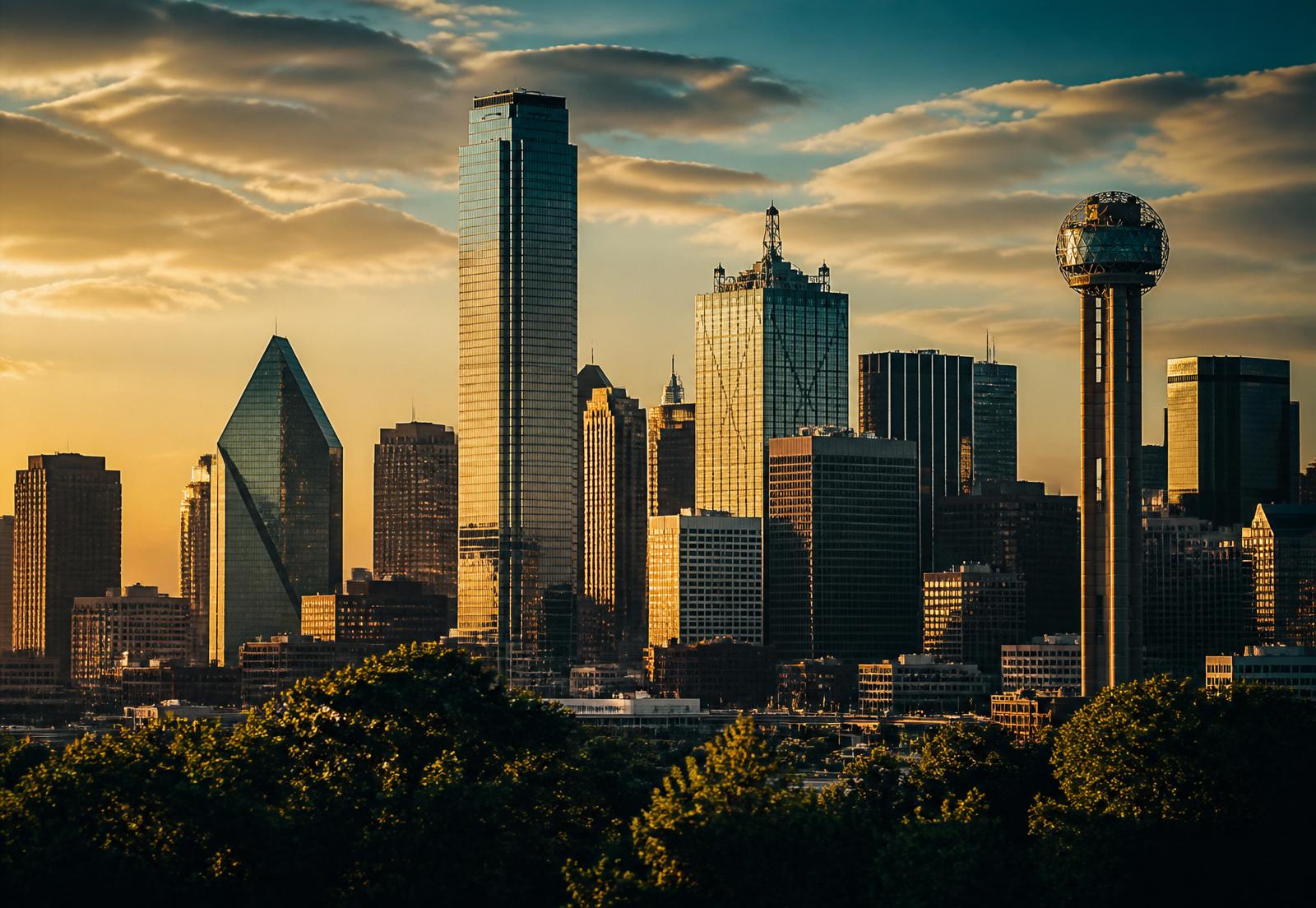 Dallas skyline at golden hour — local authority for North Texas families