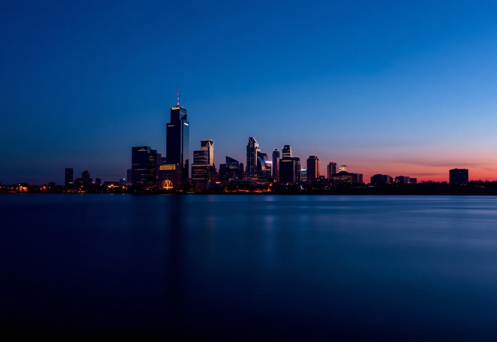 The Dallas–Fort Worth skyline at twilight